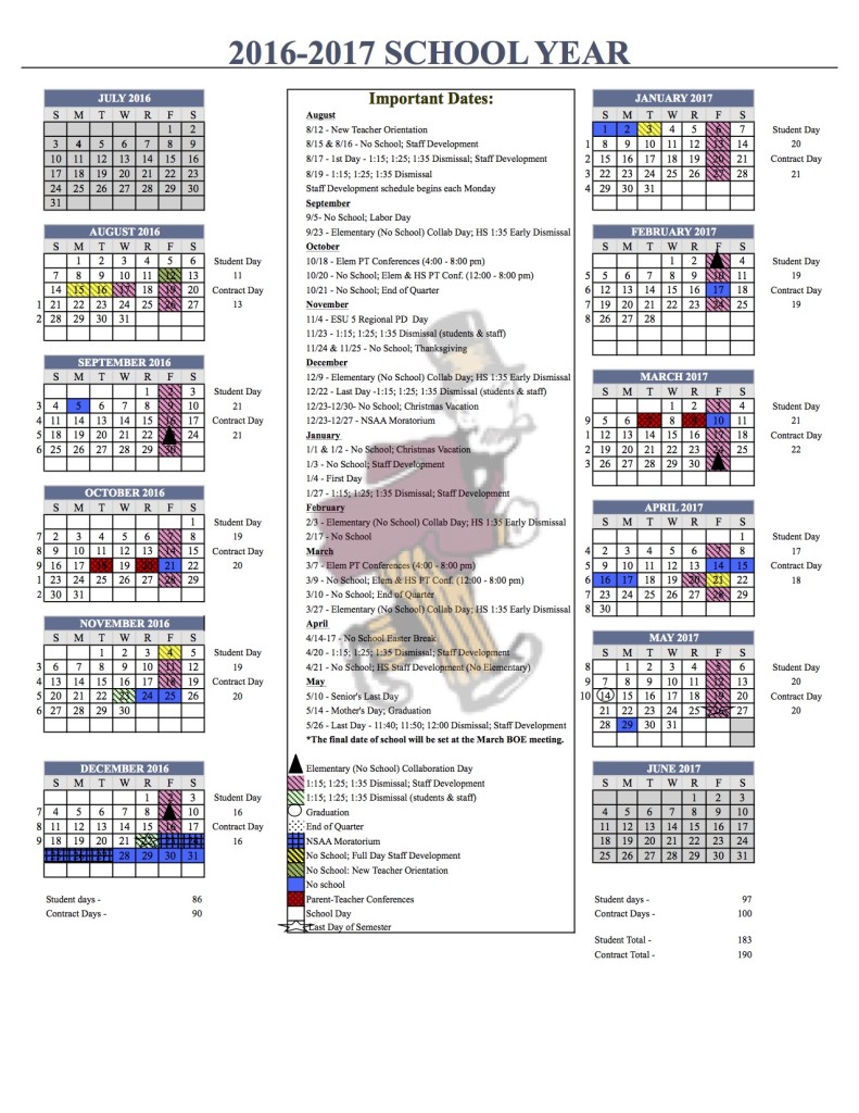 Calendar Fairbury Public Schools