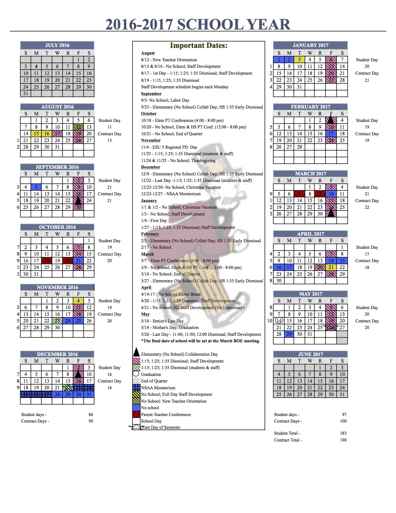 Calendar – Fairbury Public Schools